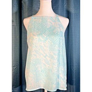 worthington sleeveless silk blue and white blouse SZ Small